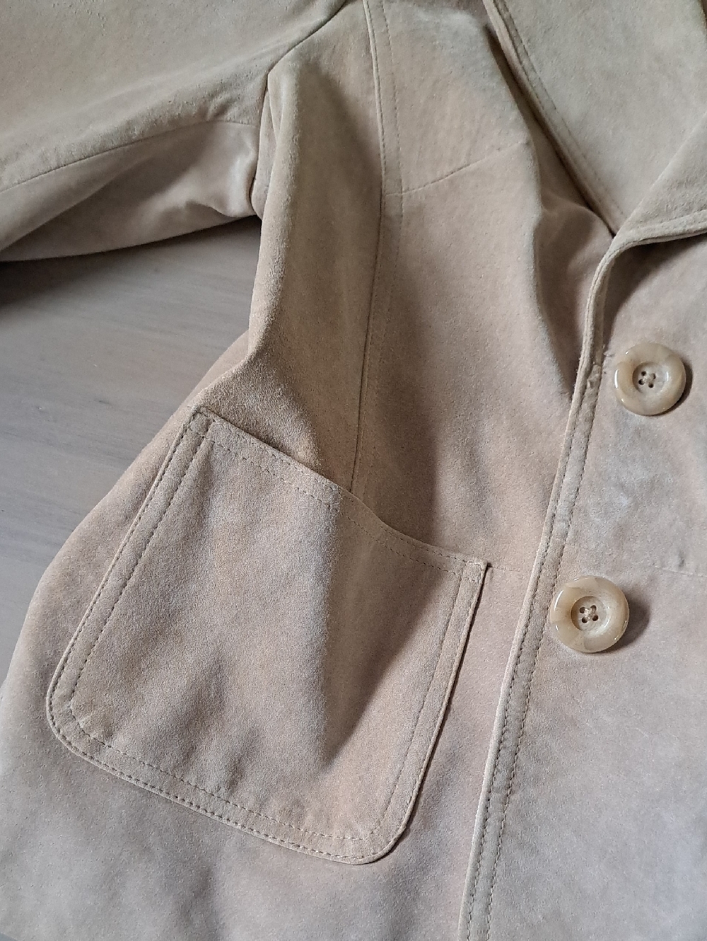 Mossimo Genuine Suede Leather Y2K Classic Soft Beige Tailored Blazer Jacket - Picture 13 of 13